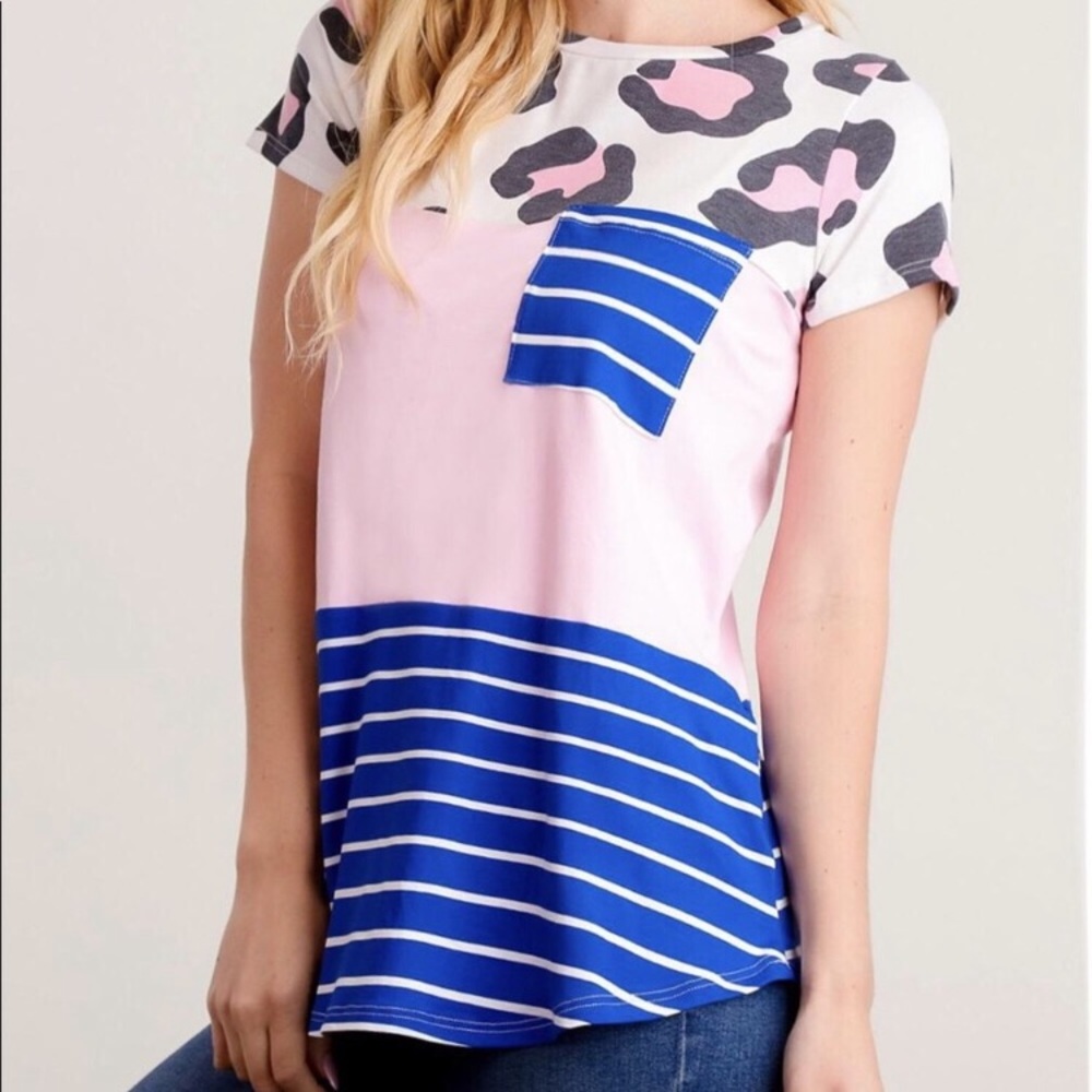Leopard Color Block Tee